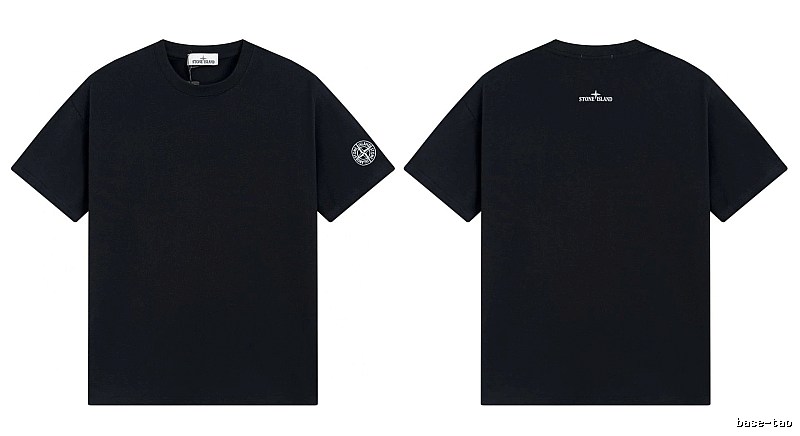 Stone Island Badge Techwear Style Black Short Sleeve T-Shirt