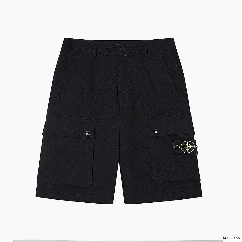 Stone Island Classic Compass Workwear Style Black Shorts