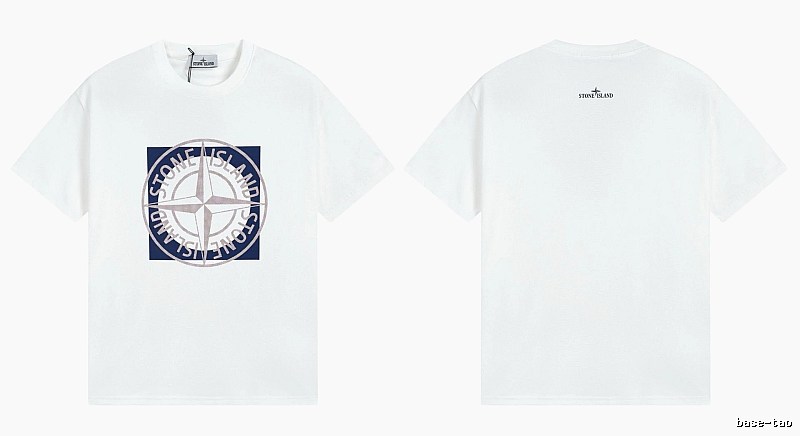 Stone Island Compass Collection Street Style White T-Shirt