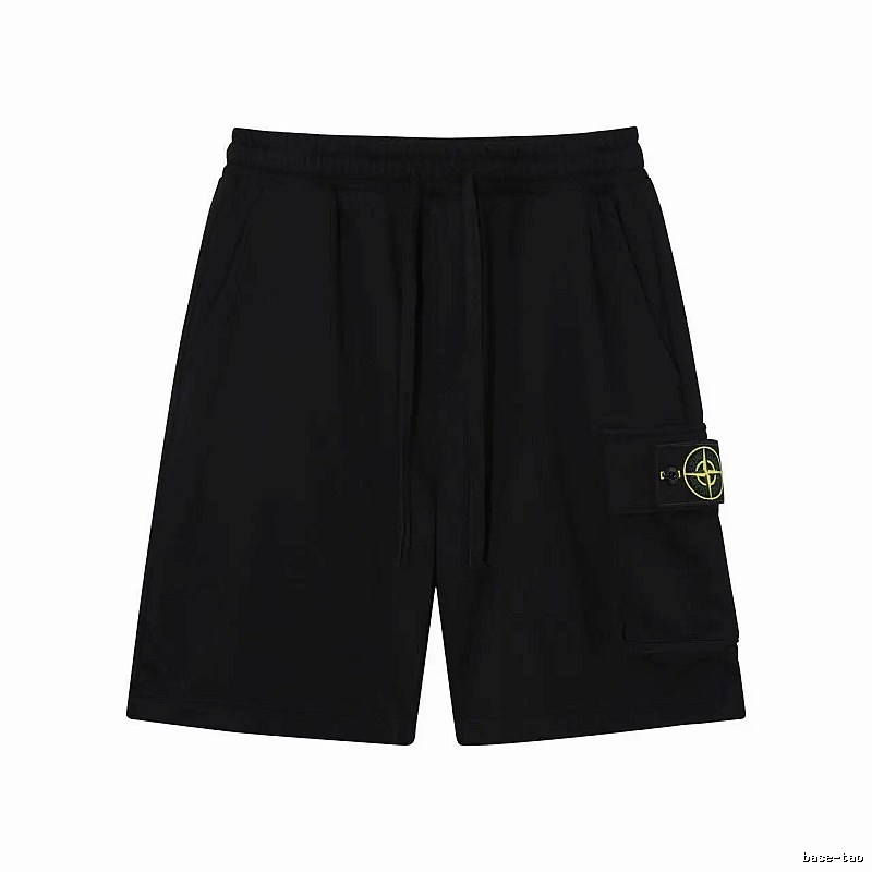 Stone Island Compass Logo Workwear Style Black Shorts