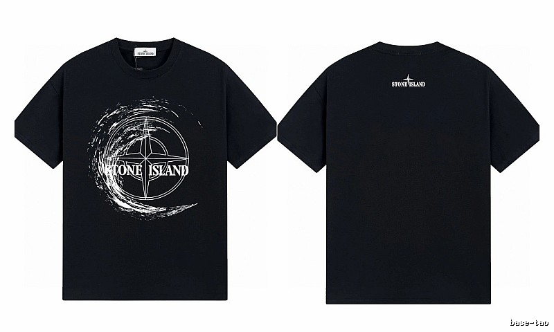 Stone Island Compass Print Street Style Black T-Shirt