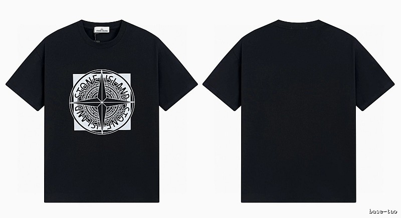Stone Island Compass Print Street Style Black T-Shirt
