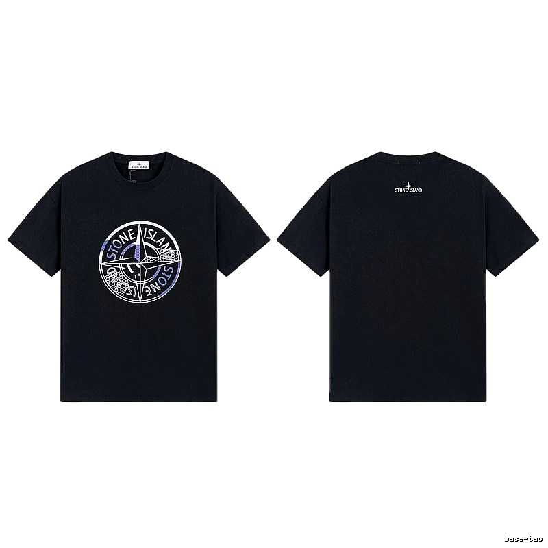 Stone Island Compass Print Street Style Black T-Shirt