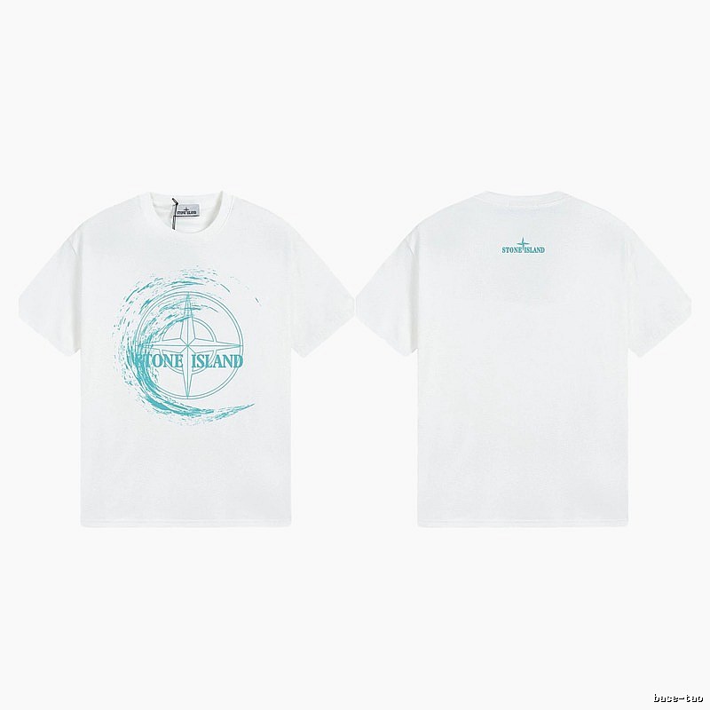Stone Island Compass Print Street Style White T-Shirt