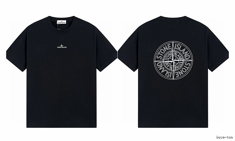 Stone Island Compass Print Trendy Cool Black T-Shirt