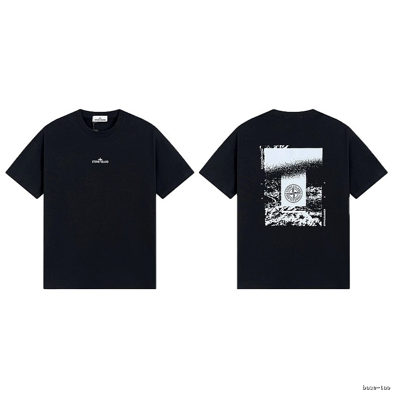 Stone Island Printed Functional Style Black Short Sleeve T-Shirt