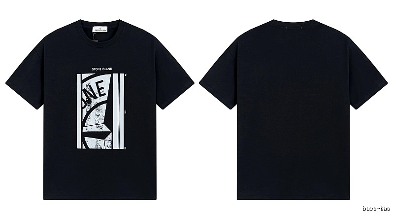 Stone Island Printed Street Style Black T-shirt