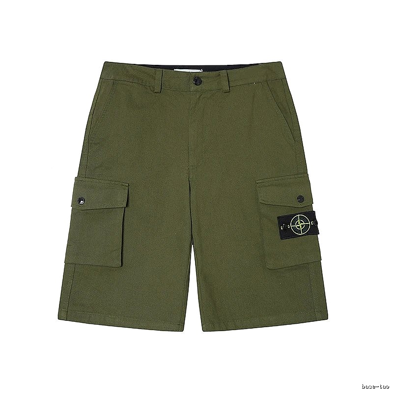 Stone Island Techwear Style Army Green Cargo Shorts