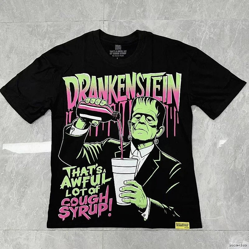 Streetwear Brand Frankenstein Street Style Black Short-sleeve T-shirt