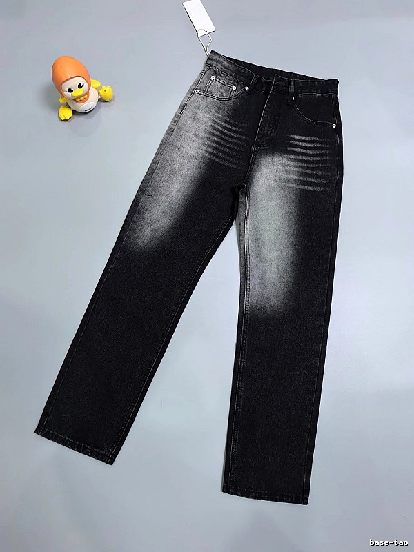 Strong Thigh Fading And A Clean Slim Profile Streetwear Faded Straight Jeans