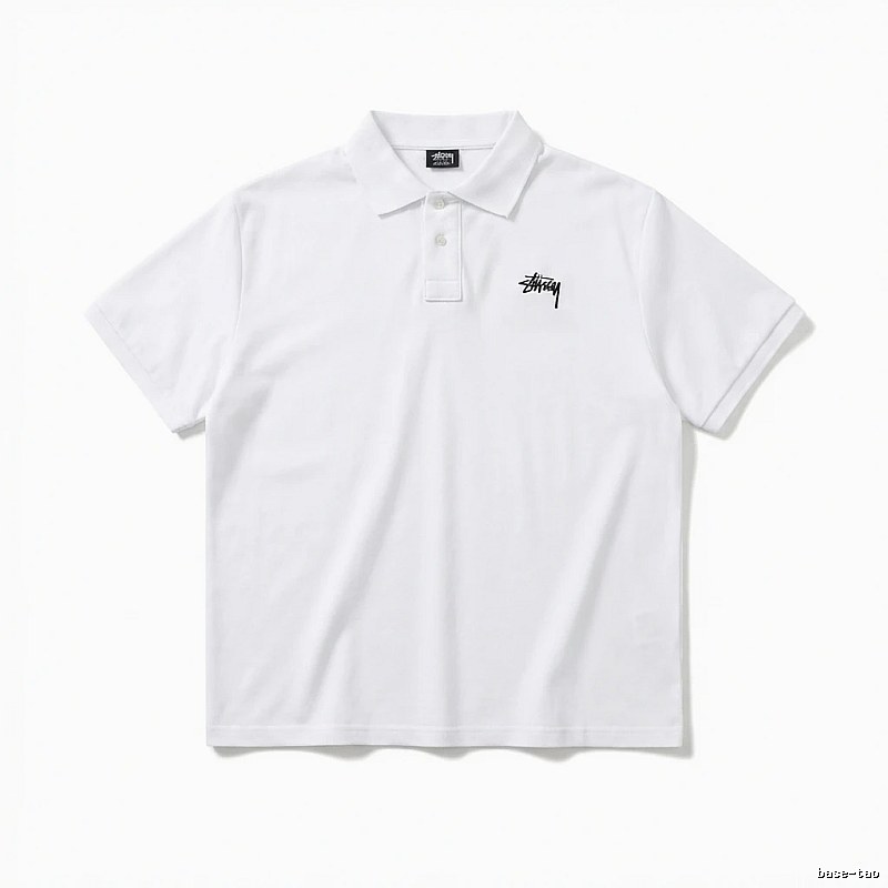Stussy basic simple white polo shirt