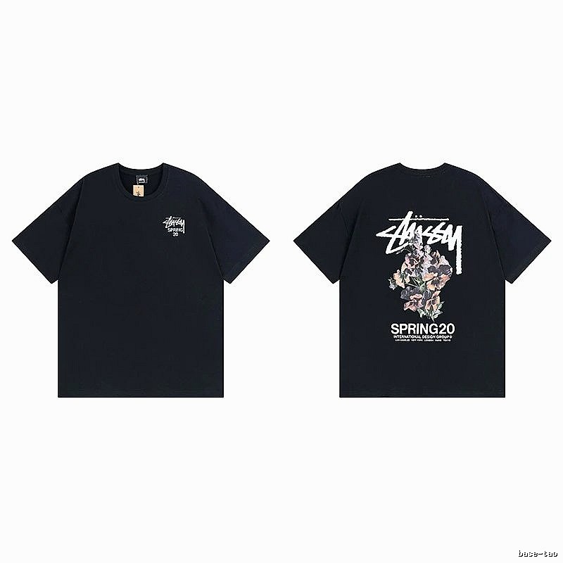 Stussy Black Spider Graphic T-Shirt Warm Weather Logo