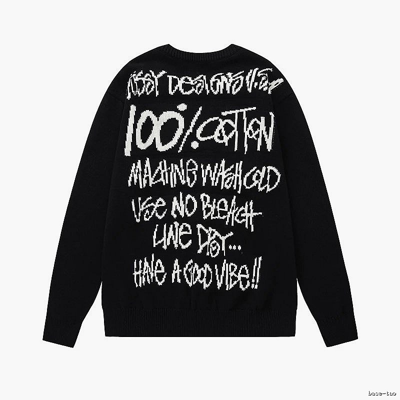 Stussy Black Swirl Graphic SweatShirt Relaxed Styling