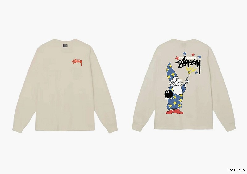 Stussy cartoon print beige long-sleeve