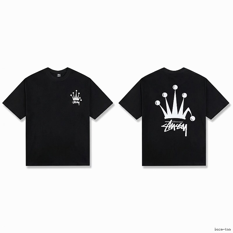 Stussy Crown Trendy and Cool Style Black T-shirt