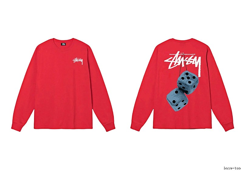 Stussy dice pattern red long-sleeved shirt