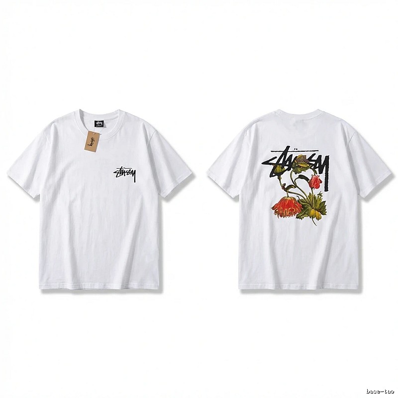 Stussy Floral Print White T-Shirt