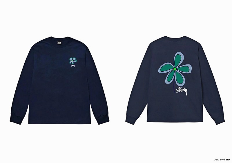 Stussy Floral Series Casual Style Navy Long-Sleeve