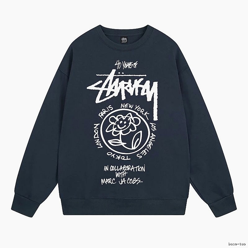 Stussy Navy Style 539 Graphic SweatShirt Poolside Style