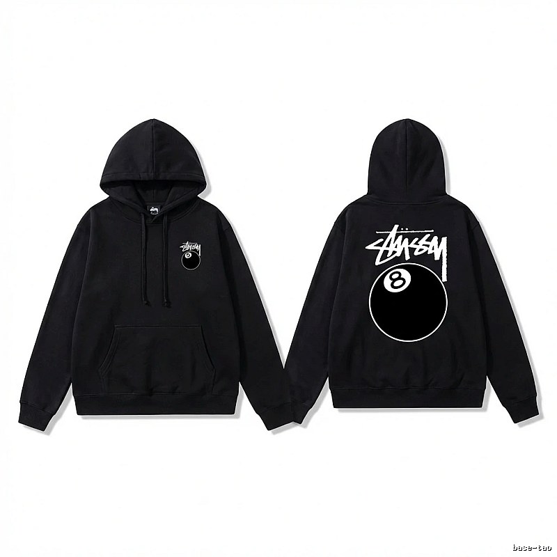 Stussy No. 8 Ball Cool Style Black Hoodie