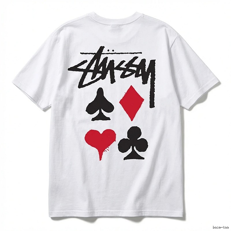 Stussy Poker Print Simple White T-shirt