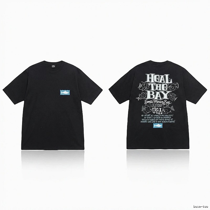 Stussy retro-style black short-sleeve