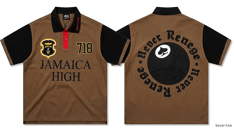 Stussy retro-style brown polo shirt