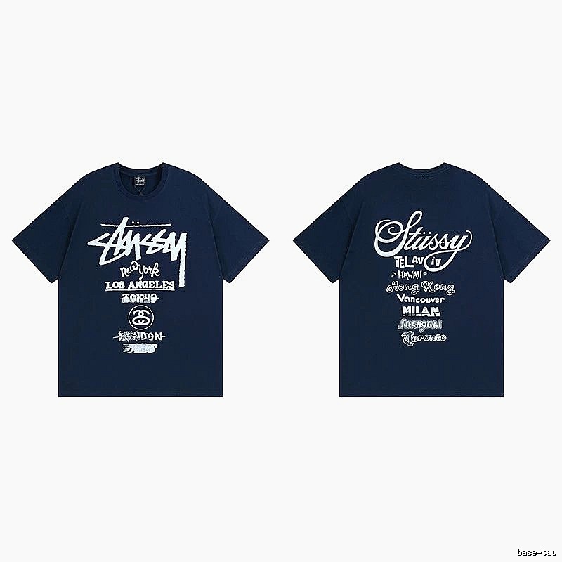 Stussy Simple Logo Finish Spider Graphic T-Shirt Minimal Look