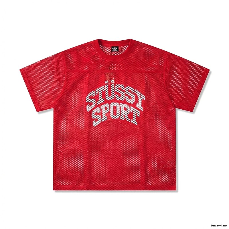 Stussy Sport series red trendy short-sleeved shirt.