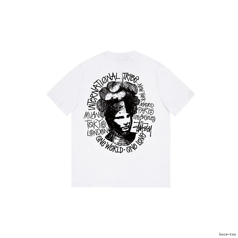 Stussy Summer Graphic T-shirt Black White Stussy with Bold Graphic