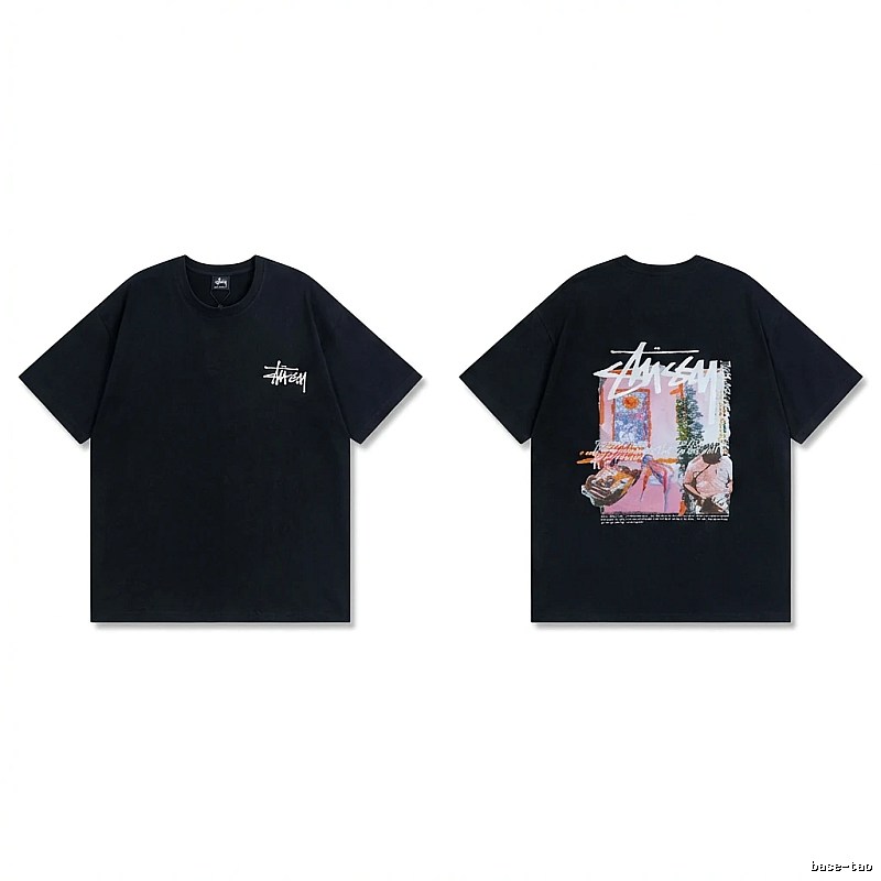Stussy trendy style black T-shirt