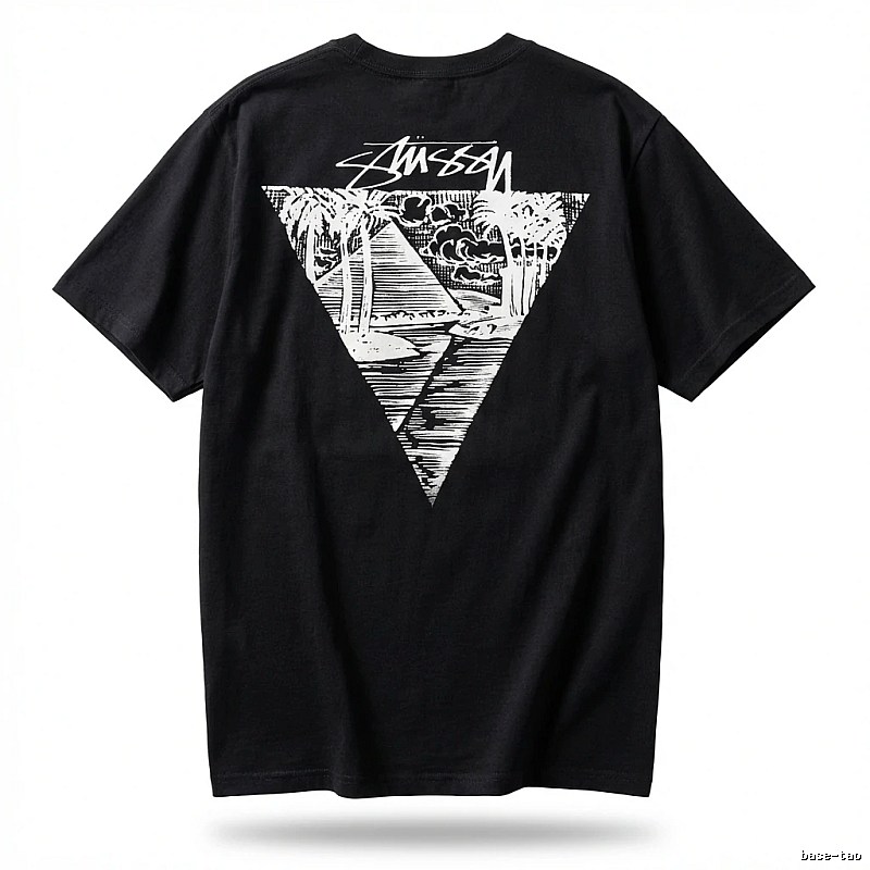 Stussy triangle print style black T-shirt