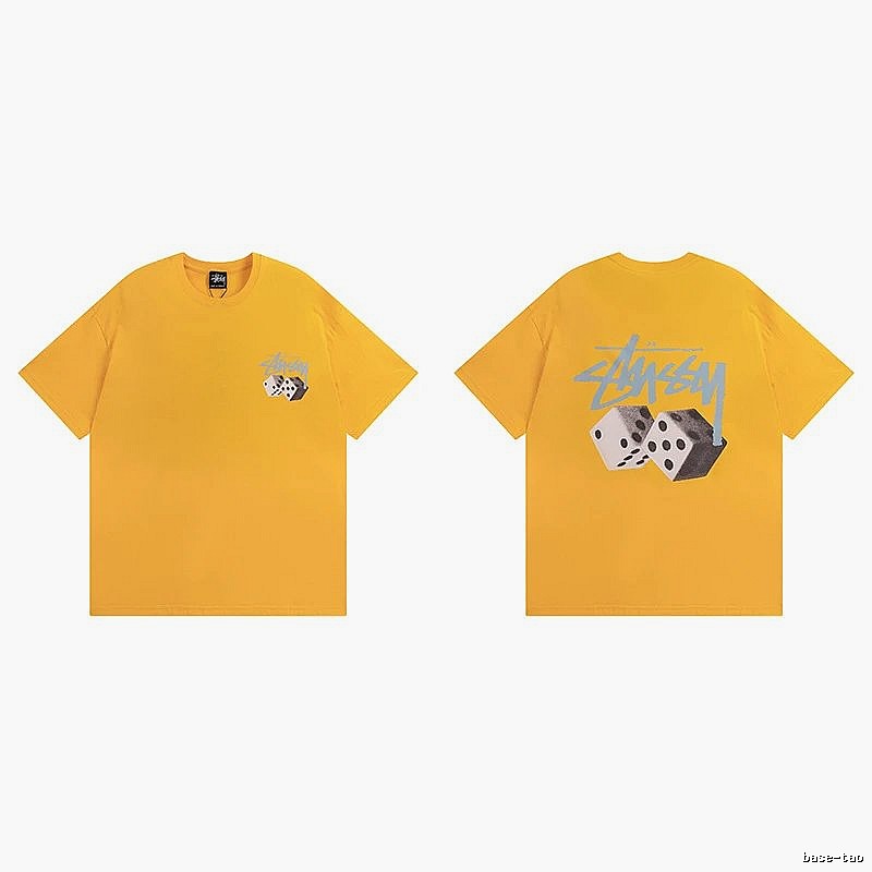 Stussy Yellow Spider Graphic T-Shirt Summer Styling Logo