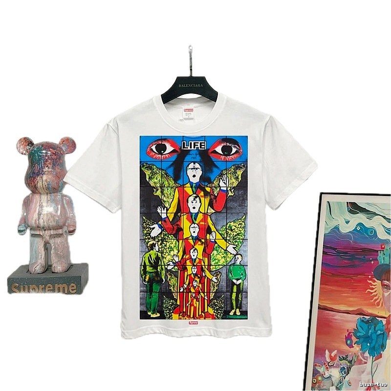 Supreme Art Print Street Style White T-Shirt