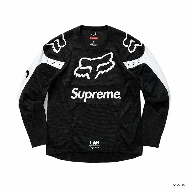 Supreme black and white trendy long-sleeved shirt