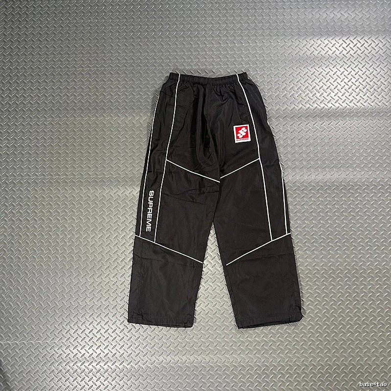 Supreme Black Utility Track Pants with Contrast Seams