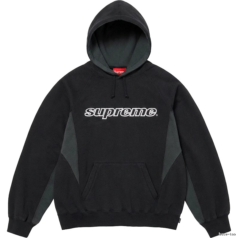 Supreme patchwork-style black hoodie