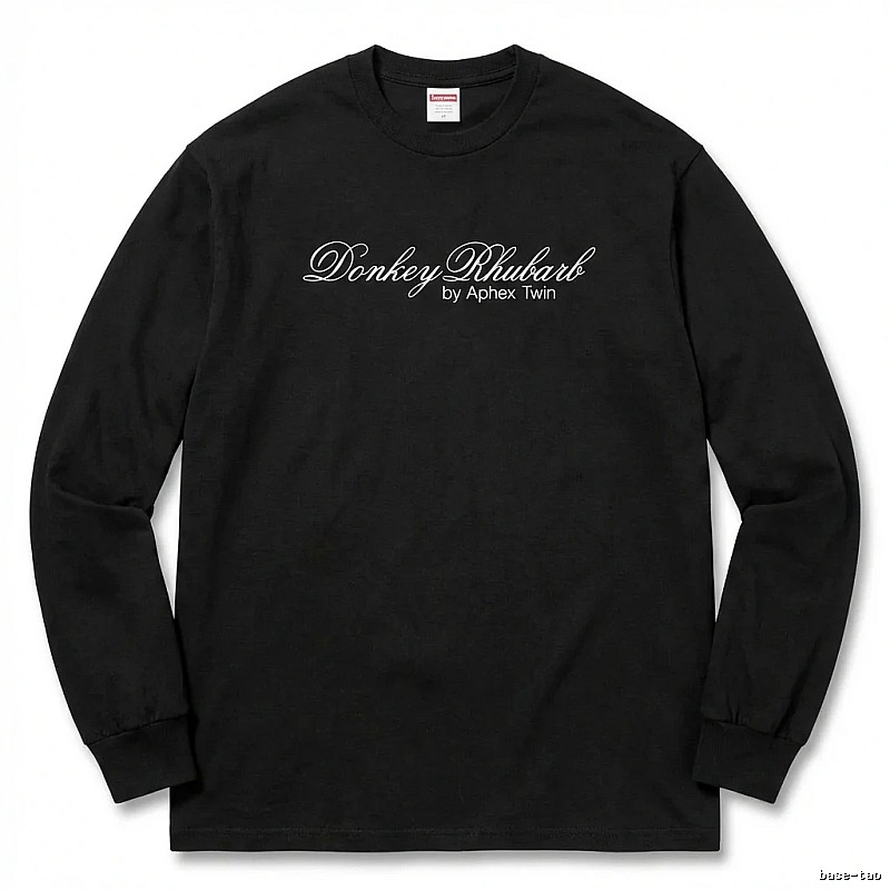 Supreme Print Retro Style Black Long-sleeve Shirt