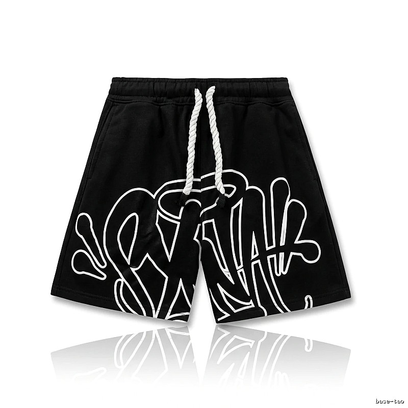 SynaWorld Graffiti-style Black Shorts