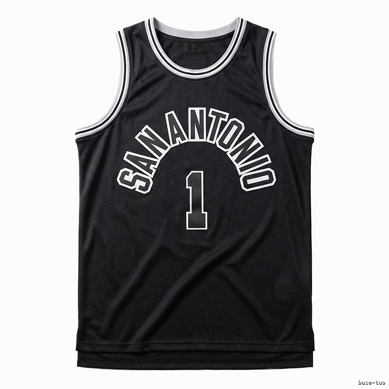 The black jersey of the San Antonio Spurs' Wembanyama style.