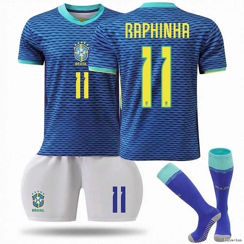 The No. 11 blue - striped jersey of the Brazilian team.