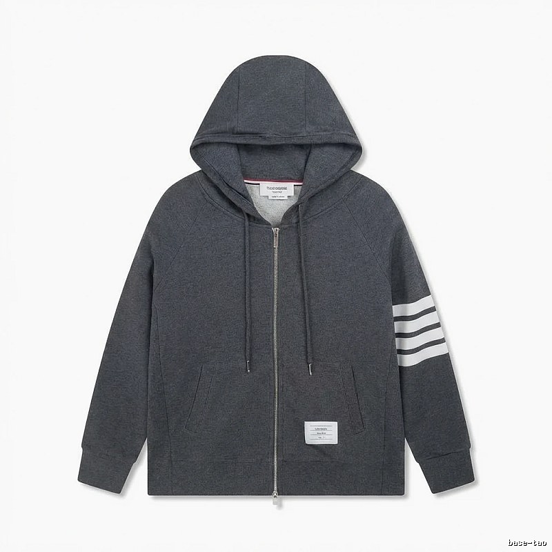 Thom Browne striped style dark gray sweatshirt