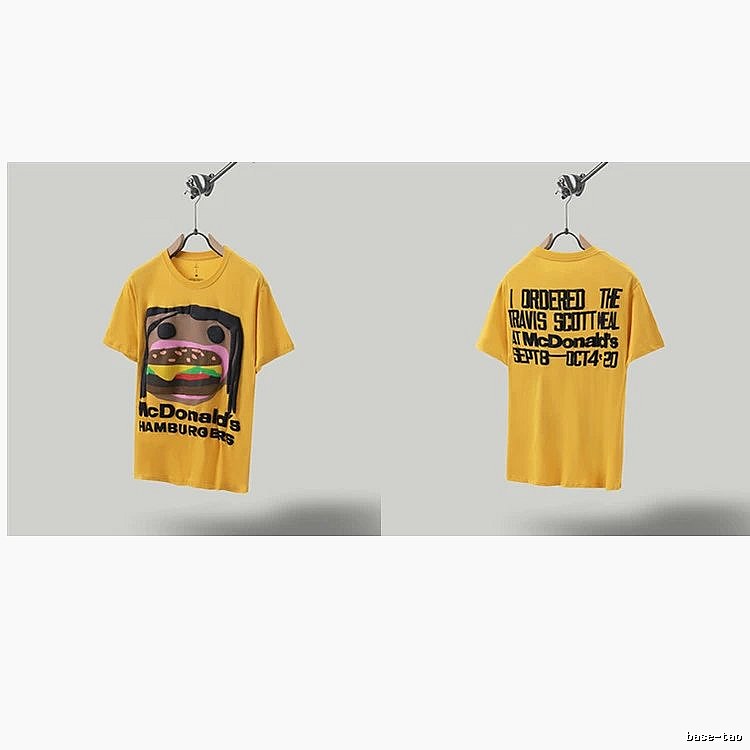 Travis Scott x McDonald's Co-branded Street Style Yellow T-Shirt