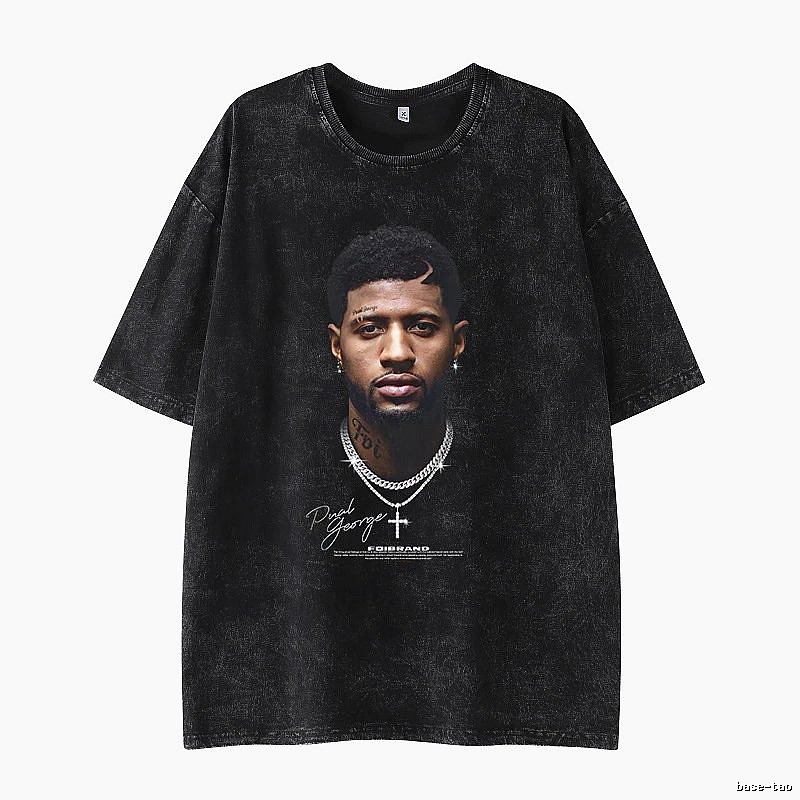 Tupac Logo Detail Portrait graphic T-shirt Black Tupac Collage with Relaxed Feel
