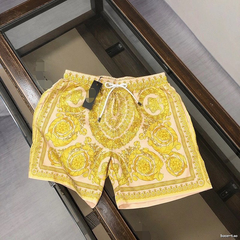 Versace Baroque Luxury Style Yellow Casual Shorts