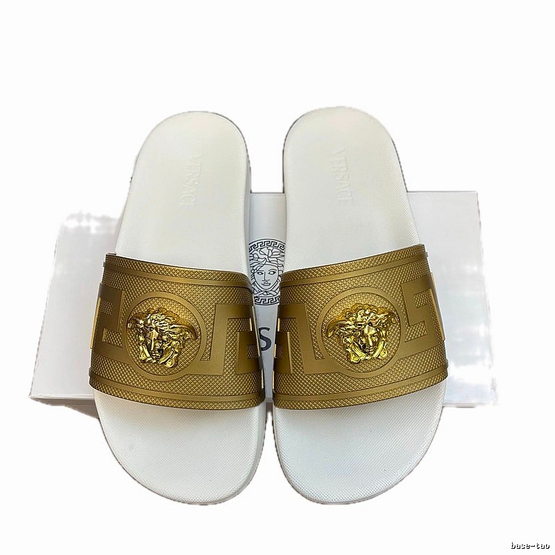 Versace Medusa Luxury Style White Gold Slides