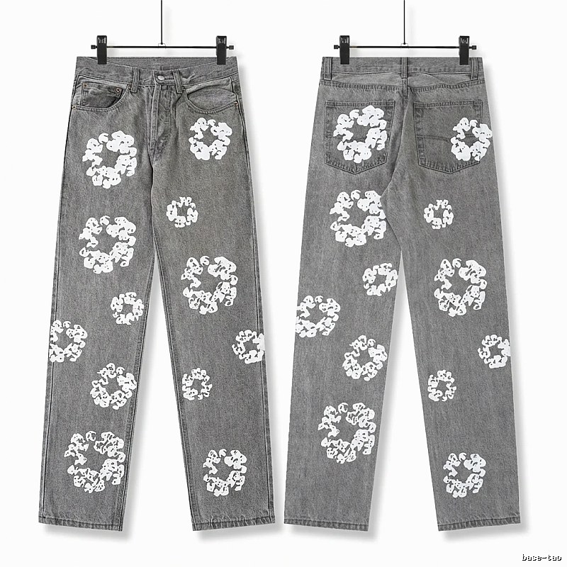 Vintage Style Gray Pants with DENIM TEARS Print