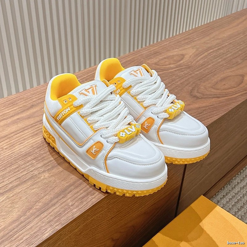 White Louis Vuitton Yellow Low-top Sneaker for Streetwear Looks