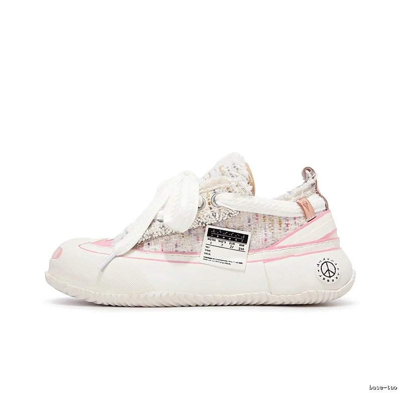 Xvessel Tweed Pink and White Sneakers