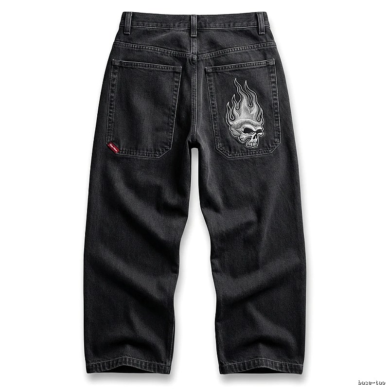 Y2K Fear of God Flame Black Denim Shorts